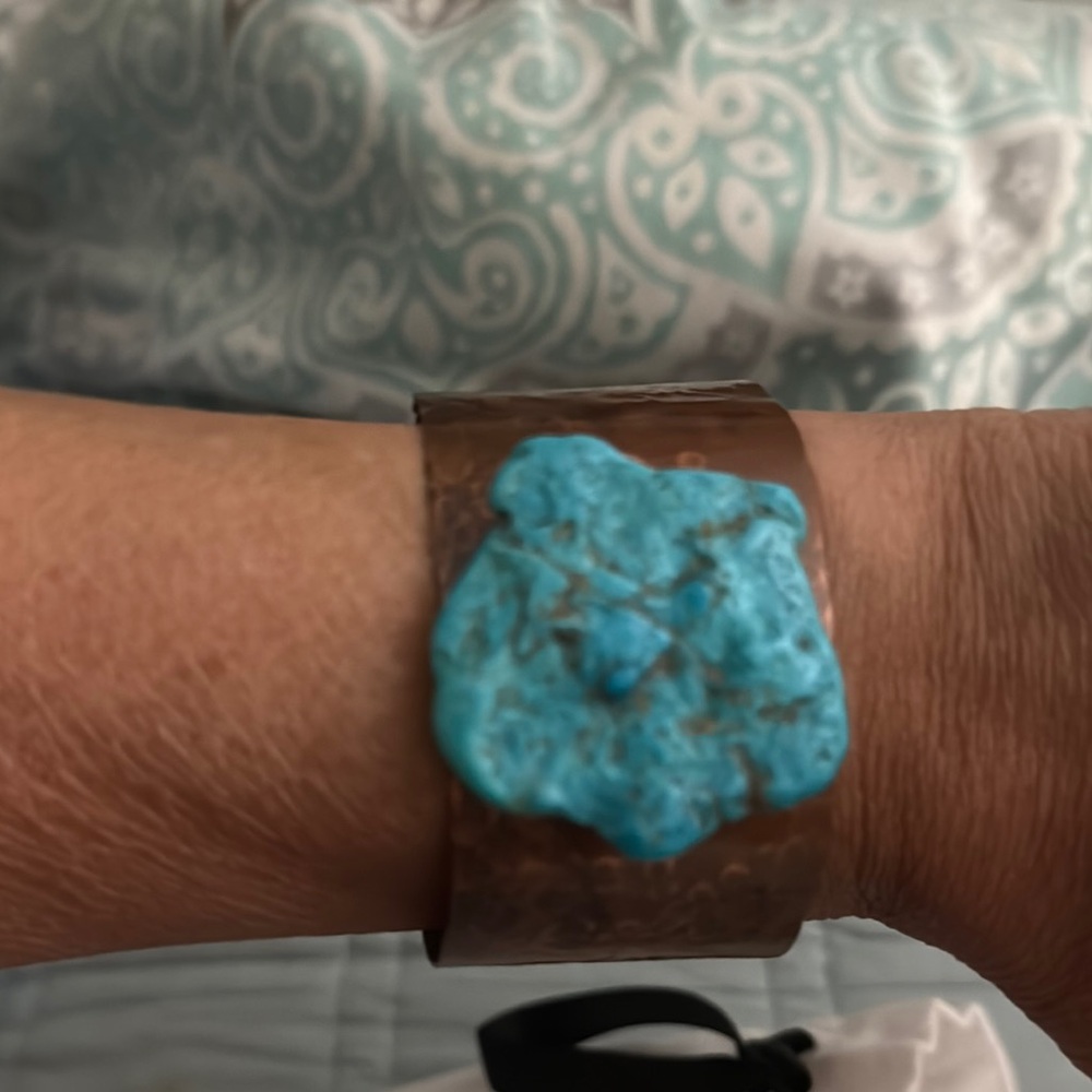 Turquoise Stone Copper Cuff Bracelet vintage